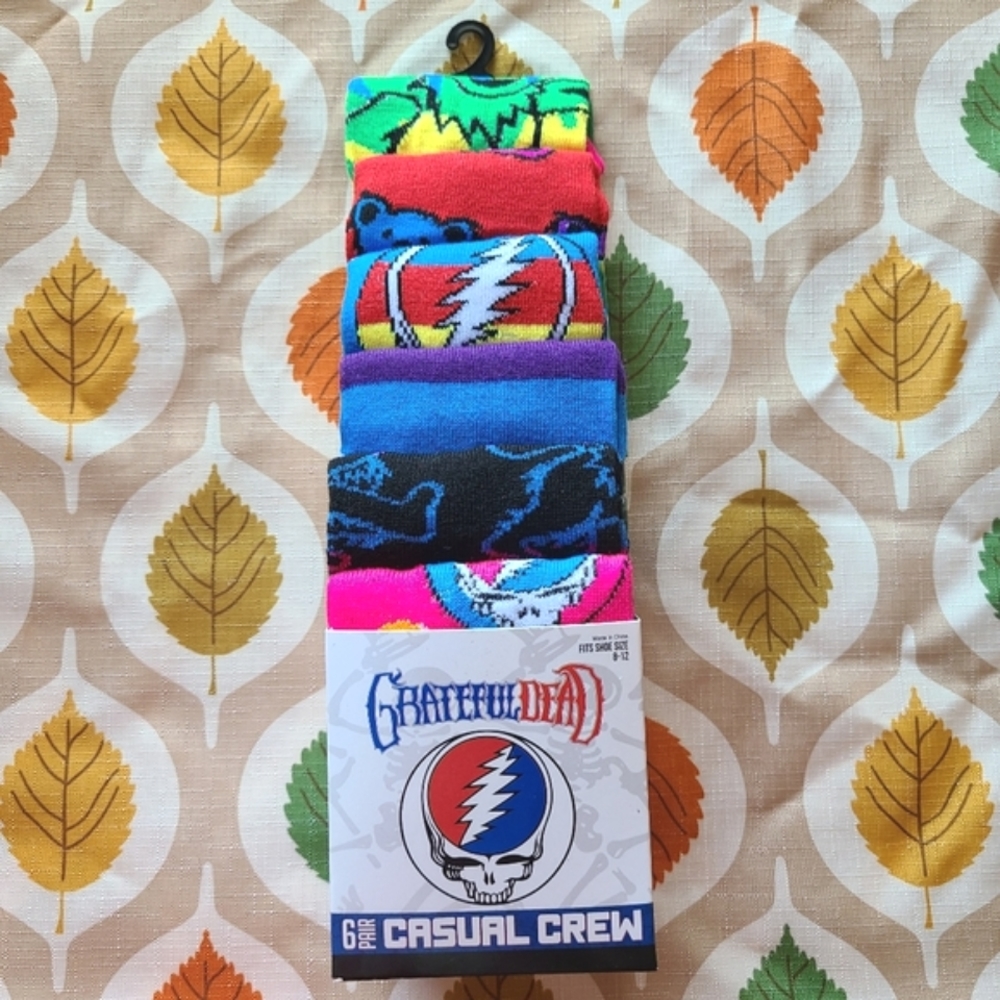 Grateful Dead Socks- 6 Pack of Deadhead Designs. Grate Gift! - Picture 1 of 10